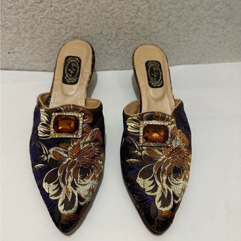 Salpy mules velvet jeweled accent clogs size 7